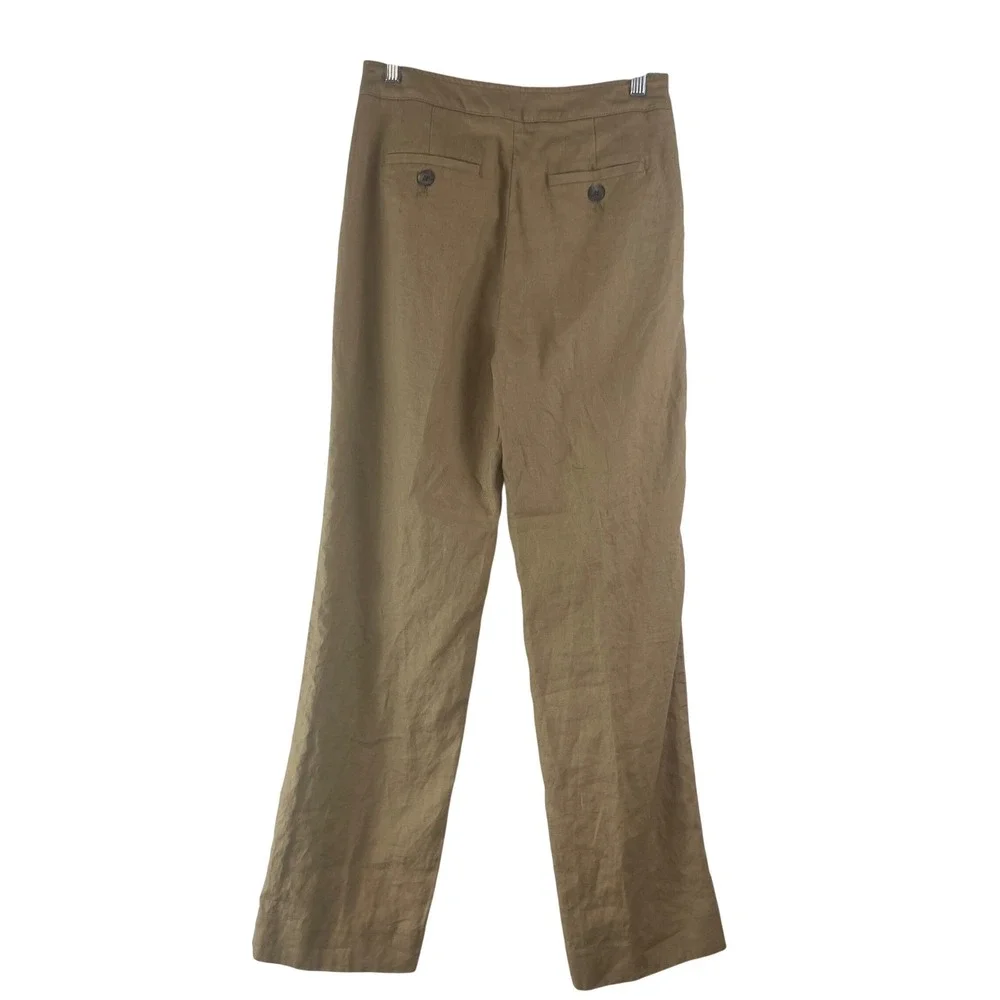 Banana Republic Pleated Linen Pants Womens 2 Iced Latte Brown High Rise Wide Leg